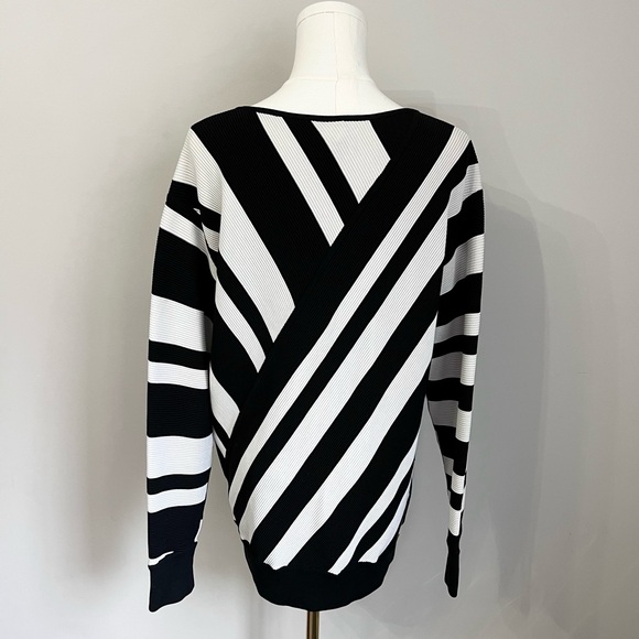 Jason Wu GREY Collection Oversized V-Neck Sweater Striped Size S - Picture 5 of 10
